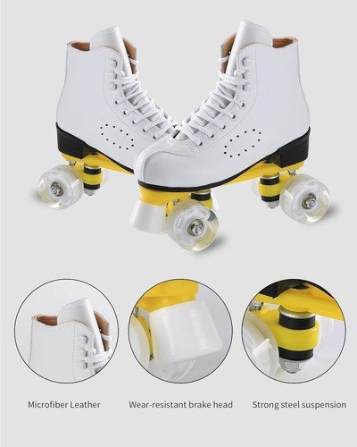 Roller Skates for Women and Mens Classic High-Top 4 Wheels Skating Roller Double - Picture 2 of 6