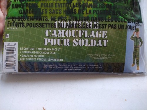 CAMOUFLAGE SOLDIER COSTUME~ CHILD SMALL 4-6 Brand New! Halloween Is Coming! - Picture 3 of 4