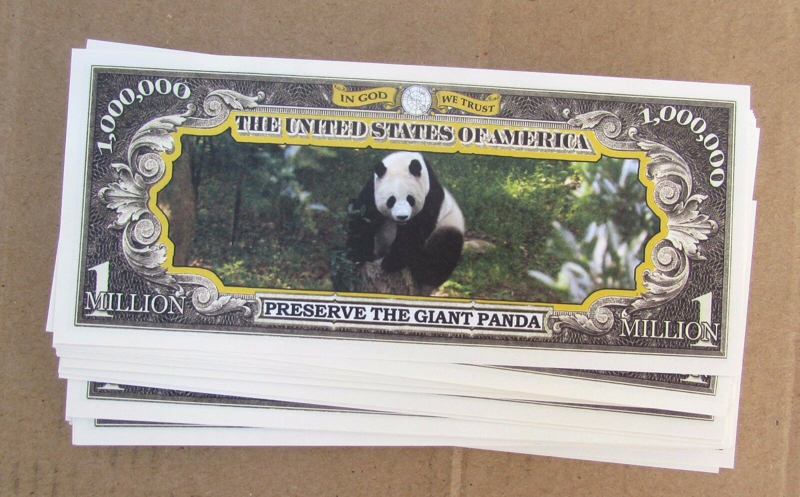 LOT OF 10  Panda  FAKE MONEY ENDANGERED SPECIES MILLION BILLS FREE SHIPPING