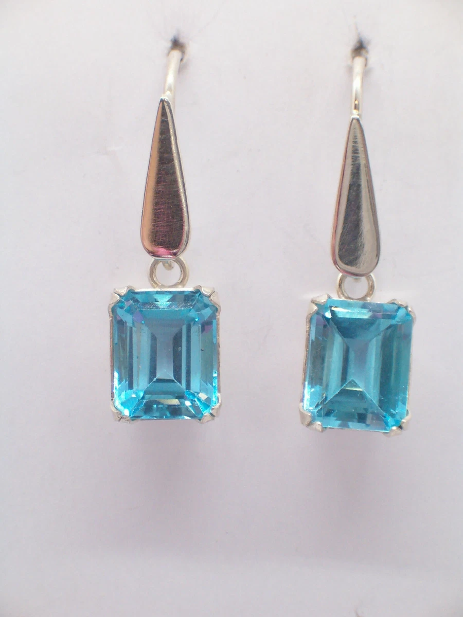 Orecchini Pendenti In Argento Sterling Con Topazio Blu Di Londra: Gioielli Minimalisti - Italia - Foto 8