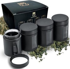 Stash Jar Smell Proof Container 4 Oz Viewing Jars for Herbs Coffee Set of 4