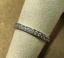 Vintage Sterling Silver Eternity Band W/Channel Set Round CZs Size 7