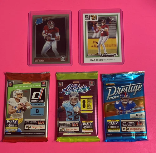 🎆Mac Jones Optic Rated Rookie (3) Sealed Packs Auto? Kaboom? Holiday Donruss🎄