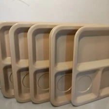 Vintage Cafeteria Serving Trays  Camping School 8 Pc Plates 14" Length USA Made