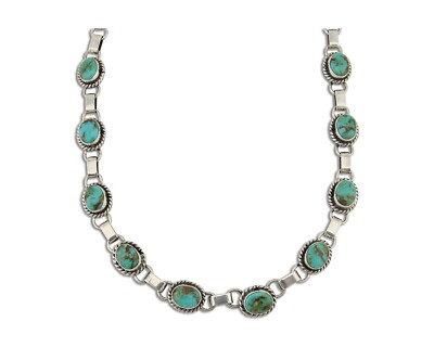 Navajo Turquoise Necklace 925 Silver Natural Blue Native American