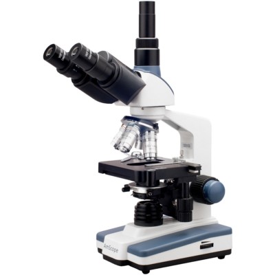 AmScope 40X-2000X Trinocular Compound LED Microscope 3D 2-Layer Mechanical Stage