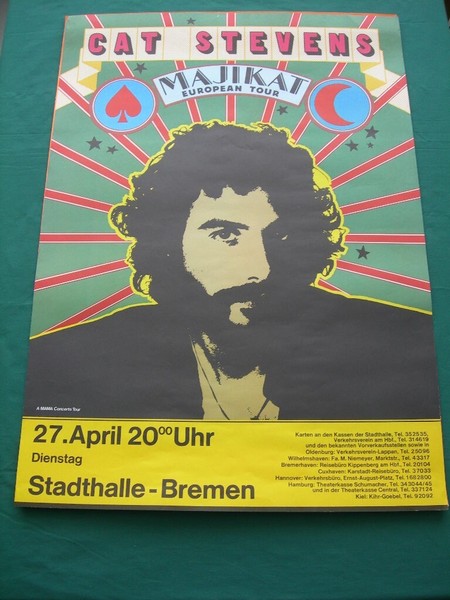 ORIGINAL CONCERT POSTER  CAT STEVENS  " MAJIKAT EUROPEAN TOUR " 1976