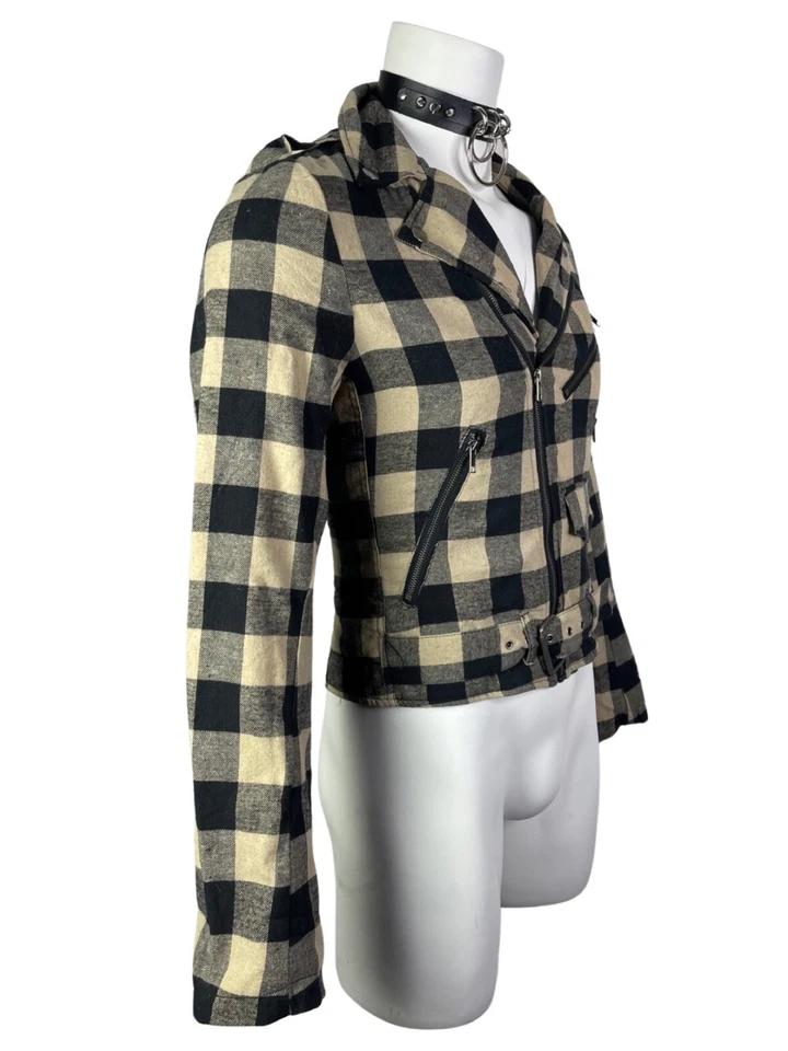 TRIPP FLANNEL GRUNGE ROCKABILLY MOTORCYCLE EMO ROCK MOTO BIKER PUNK COAT JACKET - Image 4 of 4