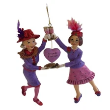 Red Hat Society Ornament “friends Forever” Holding A Plate Of Cookies (1A)