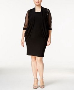 R/&M Richards Women/'s Plus Size Embellished Lace-Trim Shrug Jacket