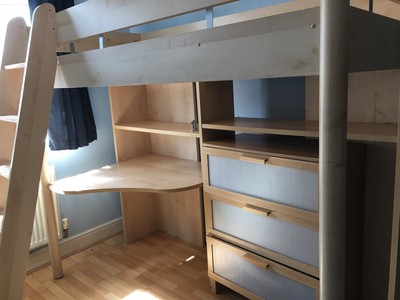 Gautier Bed Desk Bookshelf Storage All In One Unit Ideal Bedroom