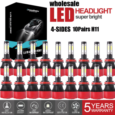 4SIDE H11 LED Headlight Kit H9 H8 120W 280000LM Hi/Lo Beam Bulb