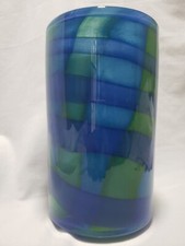 Vase, Blue/Green Swirl, 10 Tall 6" Wide Heavy Sea Colours