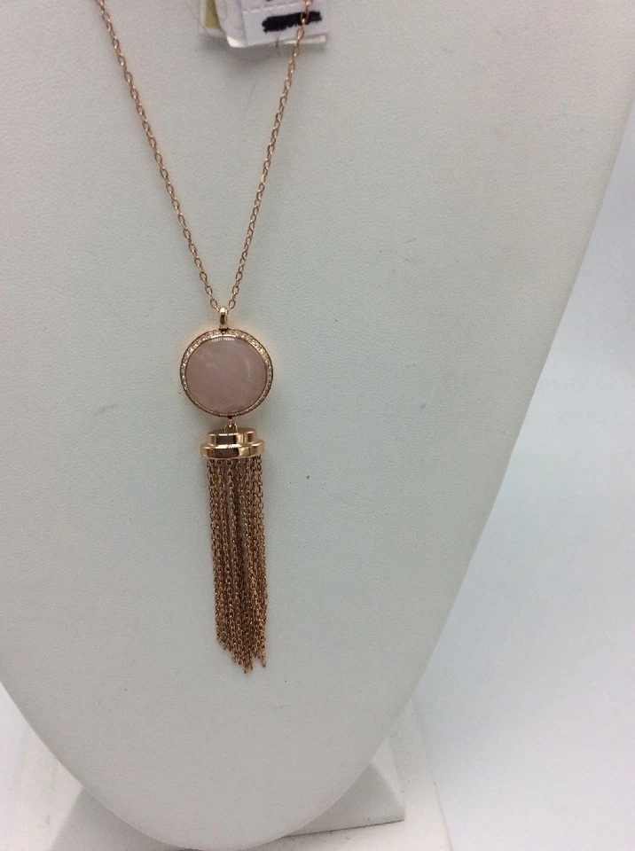 125 美元迈克尔高仕玫瑰金玫瑰粉红色宝石条纹吊坠项链 MK441 — 第 4/4 张图片