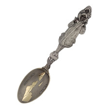 Rare Sterling MAYER BROS Souvenir Spoon Eskimo Woman Child SEAL HUNTING Alaska
