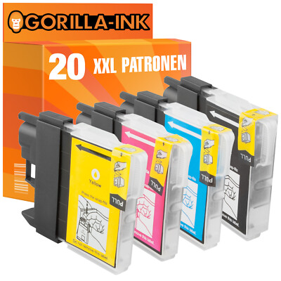 20 Patronen für Brother LC1100 MFC-490 CN MFC-490 CW MFC-5490 CN MFC-5890 CN XXL
