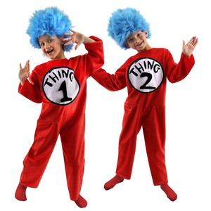 Adult Thing 1 or Thing 2 Costume Mens Ladies Dr Seuss Fancy Dress ...