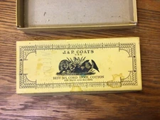 Vintage J & P COATS Advertising Empty Machine Sewing Size Cord Thread Spool BOX