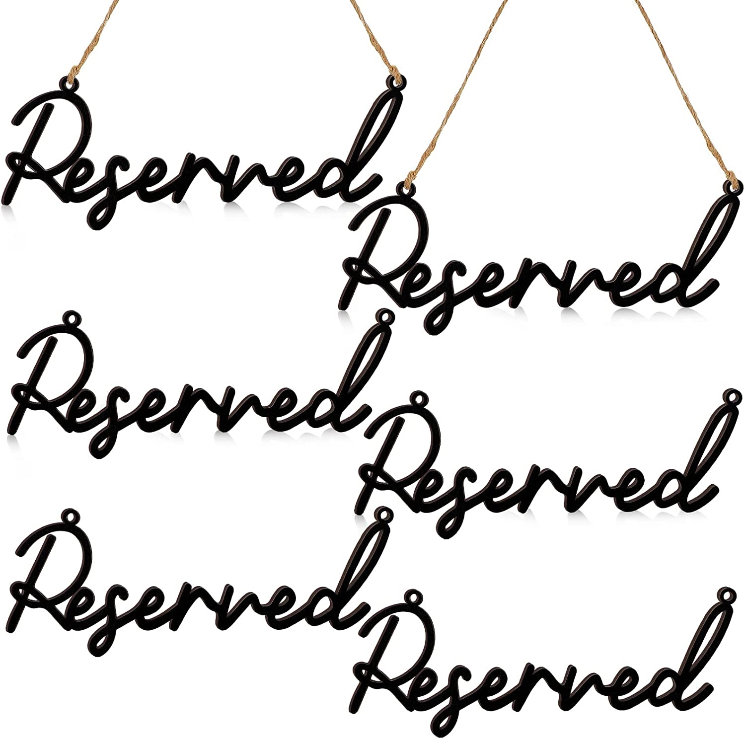 12 Pcs Reserved Signs for Wedding Chairs Hanging Wooden Reserved Sign