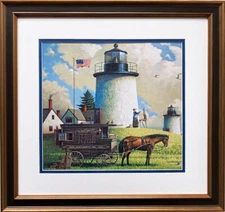 Charles Wysocki "Old Cape Cod Pie Company" New CUSTOM FRAMED Art lighthouse