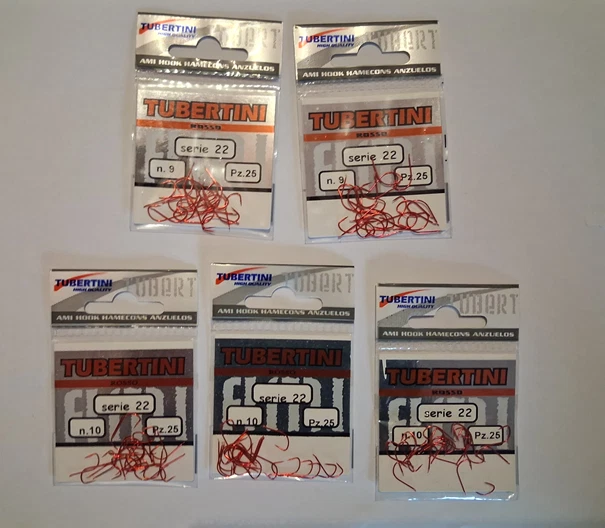 5 x Tubertini Serie 22 rot, lose Forellen Haken - Bild 2 von 2
