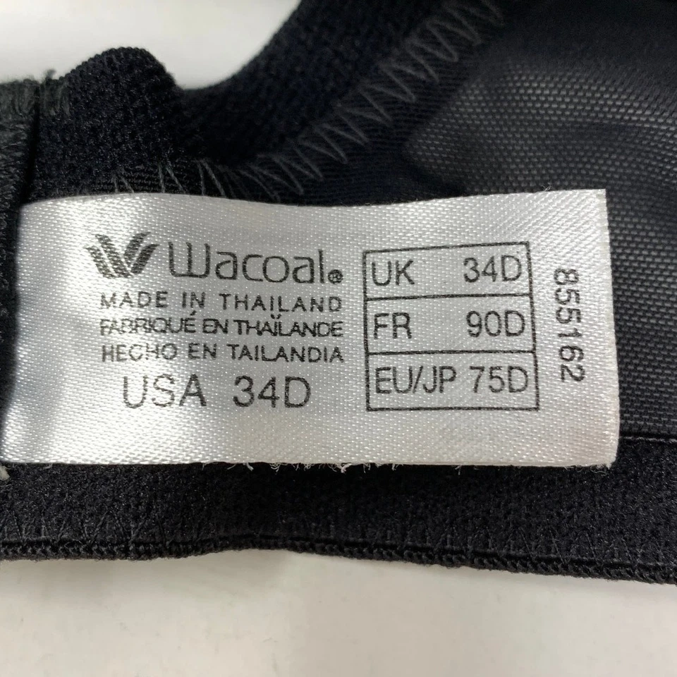 Wacoal Delicate Notion Sheer Lace Trimmed Bra Womens Sz 34D Black 855162 - Image 3 of 4