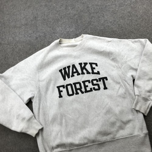 Felpa Wake Forest Demon Deacons uomo grigio medio campione tessuto inverso vintage - Foto 3 di 16