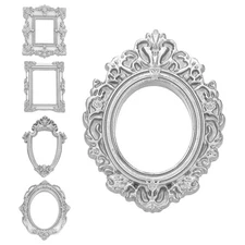 25 Pcs Vintage Resin Picture Frames, Mini Picture Frames, Silver