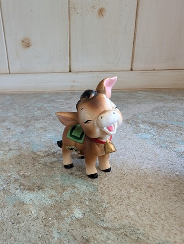 Statuina animale fattoria vintage Josef Originals Happy Donkey Burro RARA fattoria