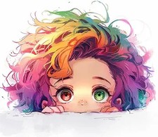 Anime Girl Hair Car Decal - Waterproof Cute Sticker For Car Tr Color Rainbow