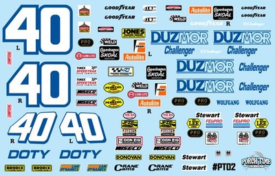 Porch Time 1/24 scale  #40 Doug Wolfgang Duzmor Challenger Sprint car decals