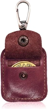 AA Medallion or Coin Holder, Leather Key Chain Snap Open Leather Case (Reddish B