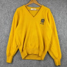 Pringle Sports Jumper Mens Medium 42in Yellow Soft Knit Pure Wool Golf Sweater
