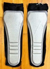 Pro Wrestling KICK PADS Black w/ Silver Snakeskin Leather Panel & Hologram Trim