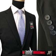 NEW 190 J Ferrar Men Blazer Jet Black 38R Sport Coat Jacket Slim Stretch w/ Tag