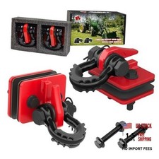 Tractor Bucket Grab Hook with 5/8" D-Ring Shackle Combo, Bolt-On Tow Red&Black
