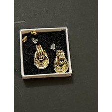 Knot Gold Tone Earring With Additional Back Fastening Option