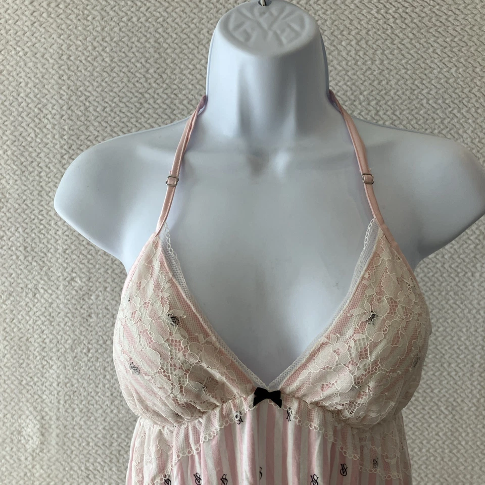 Vestido Top Victorias Secret Bebé Muñeca Encaje Chemise Mediano Coqueta Y2K Preppy Lazo Foto 2 de 4