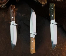 Gift-Ready  Steel Knife Full Tang Hunt it Hunt + Leather Sheath