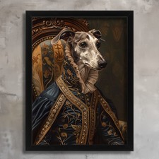Anthropomorphic Greyhound Wall Art Royal Whippet Portrait Dog Art Print Gift