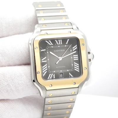 Cartier W2SA0030 Santos de Cartier Large 18K/SS Automatic with Grey Dial