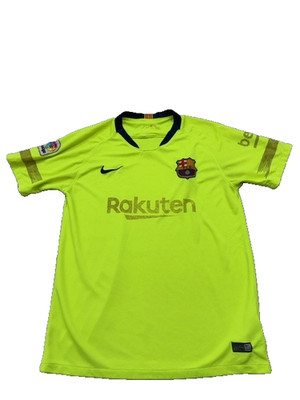 Nike Youth Neon Yellow FC Barcelona Soccer Jersey Dri-Fit Short Sleeve