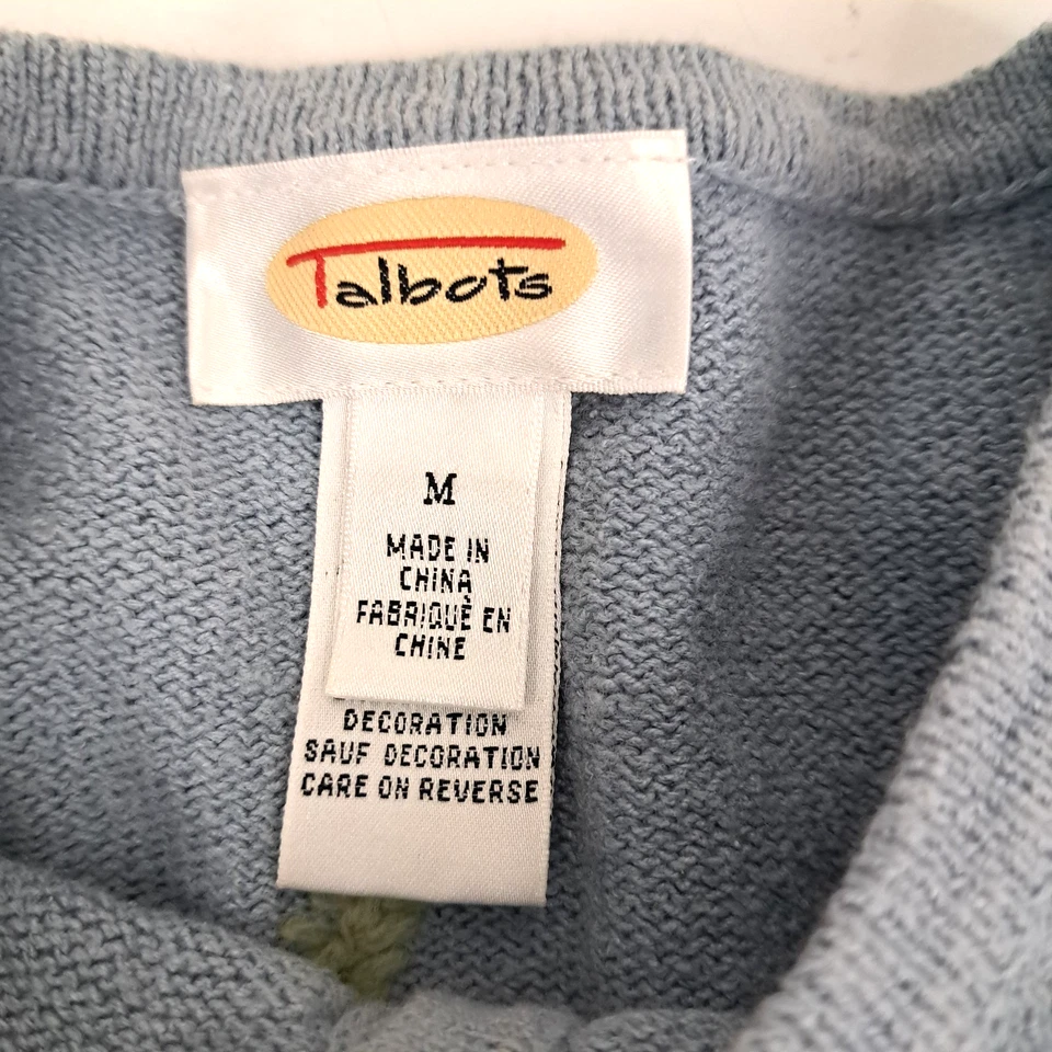 Cárdigan Suéter De Colección Y2K Talbots Bordado 3D Flor Silvestre Para Mujer M Azul Casa de Campo Foto 4 de 4