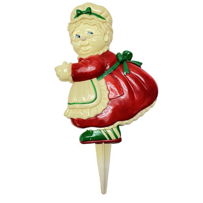 Vintage Mrs. Claus Plastic Christmas Yard Garden Stake JSNY 1970s