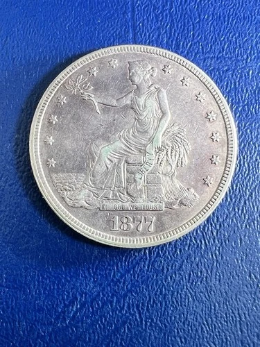 1877 Trade Silver Dollar $1 90% Silver Philadelphia Mint Big US Coin Auction NR