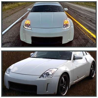 Clear Fits 2006-2009 350Z LED Strip Projector Headlights Lamps L+R