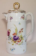 Ahrenfeldt Dresden Hand Painted Porcelain Chocolate Pot c. 1886-1910