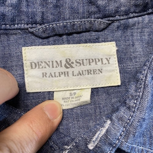Denim & Supply Ralph Lauren Shirt Mens Small Blue Pearl Snap Denim Chambray - Picture 4 of 15