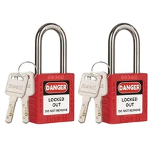 Lockout Tagout Locks- 2 Red Loto Locks,Lockout Tagout Keyed Different,2 Keys Per