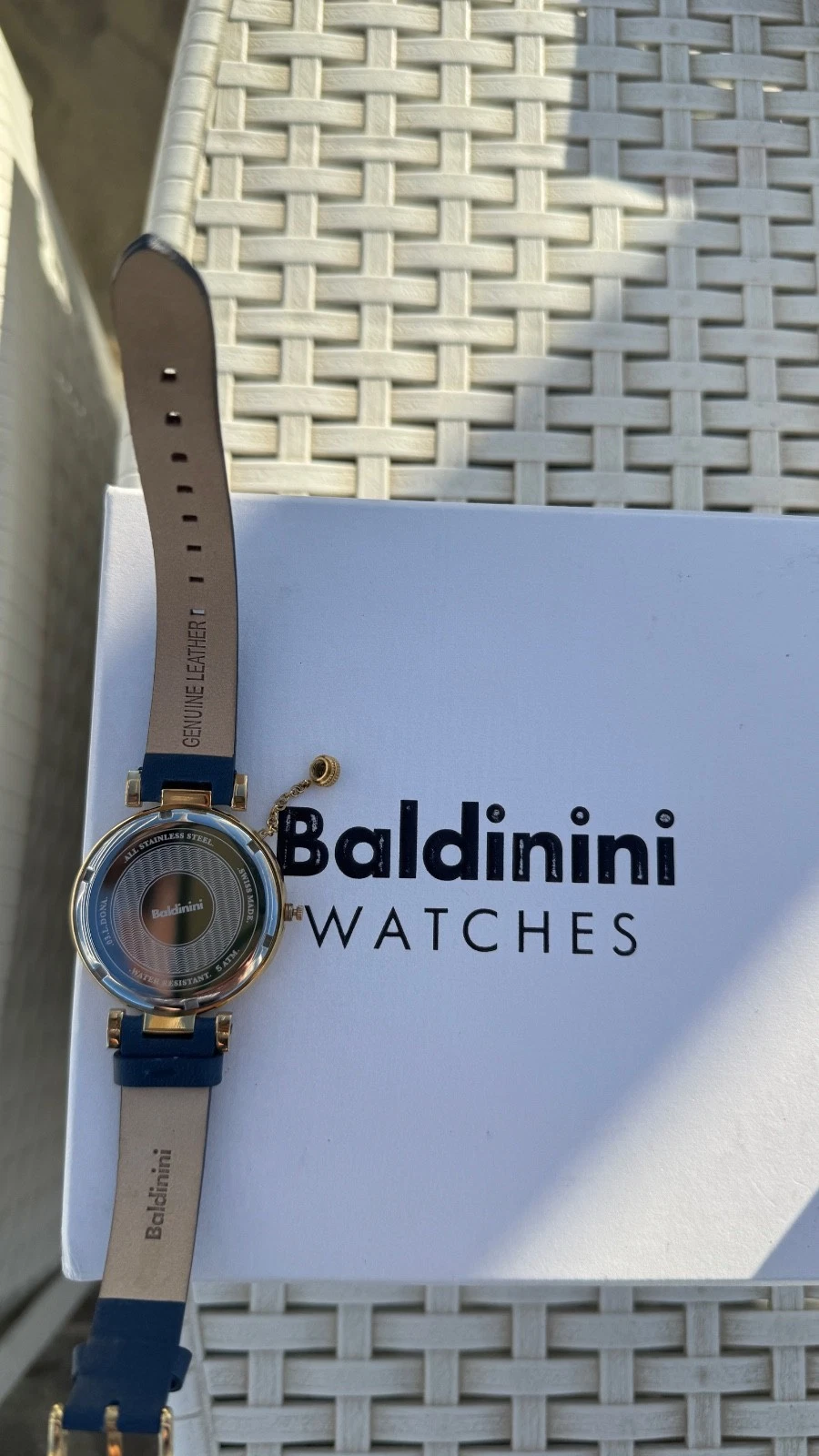 Baldinini Women’s Watch Blue Navy Gold Crystal Swiss Made Genuine Leather New - product detail image 5